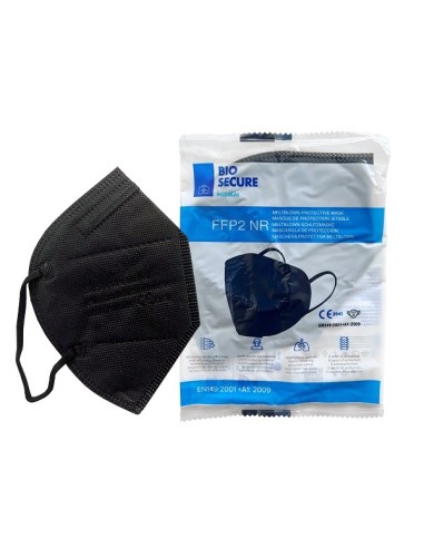 Bio Secure Mascherina protettiva ffp2 nera confezione da 20 pz imbustati singolarmente