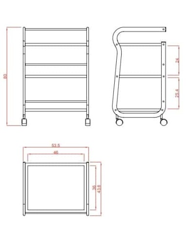 CARRELLO ESTETICA A 3 RIPIANI IN VETRO TRASLUCIDO