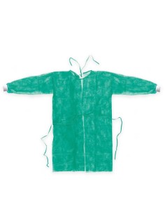 CAMICE VISITATORE VERDE IN TNT TAGLIA L CON POLSINO IN MAGLIA CONF. 10 PZ
