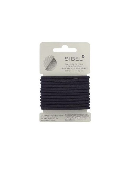 SIBEL ELASTICI PER CAPELLI NERI SPESSI Ø 50 MM 12 PZ